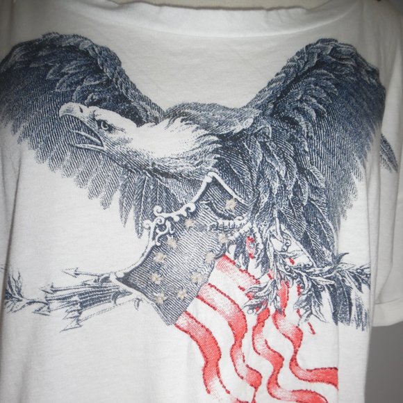 Replay Maestro American Flag Eagle Star Cotton Oversized Embroidered T-shirt Top - Picture 5 of 13